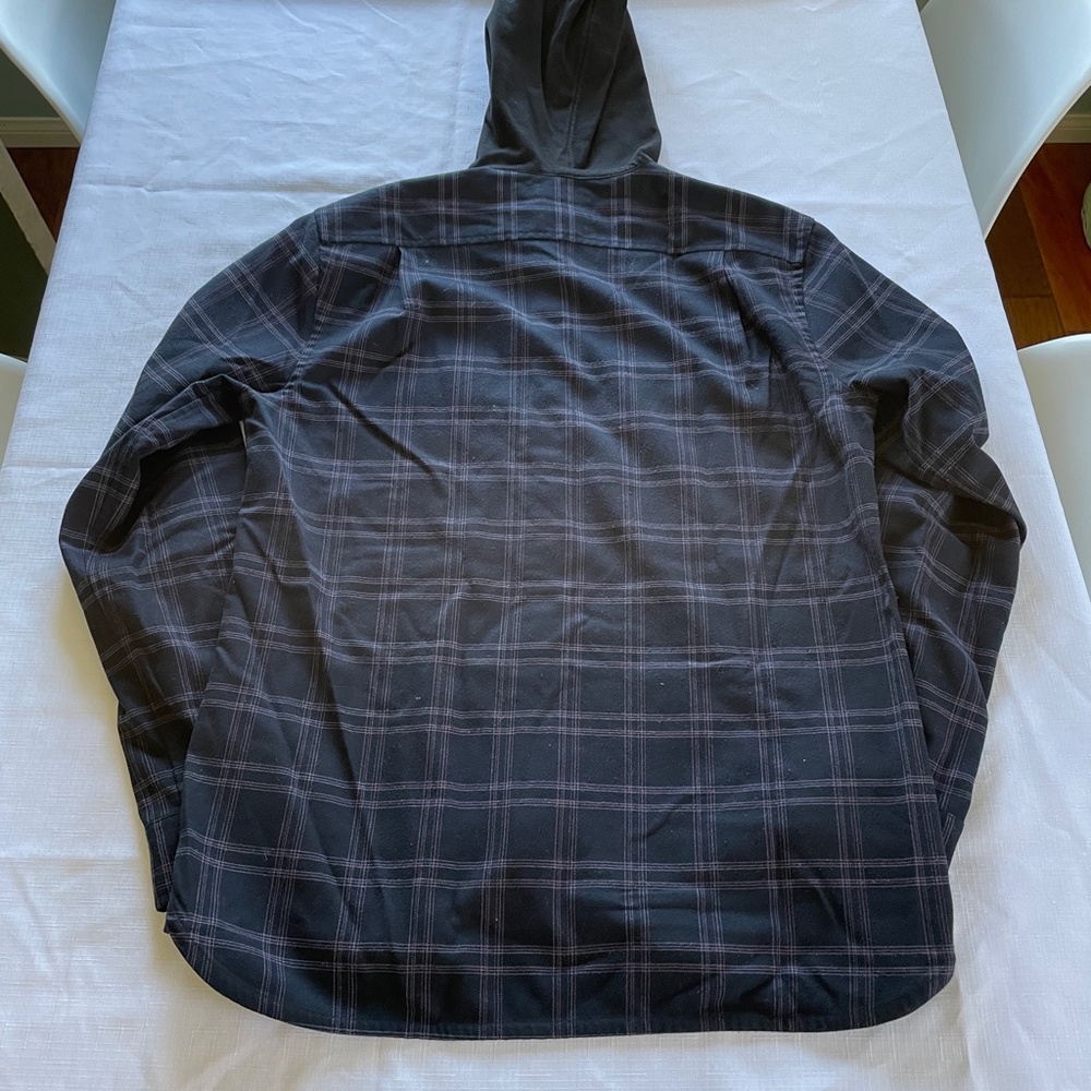 Vince Bixby‎ Plaid Cotton Blend Hooded Button-Up Shirt - Picture 2 of 6